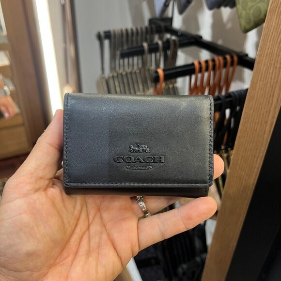 Coach] Refined Calf Leather Micro Wallet FCP260 CP260 Black  NWT Coach CP260 Micro Wallet in Black Refined Calf Leather